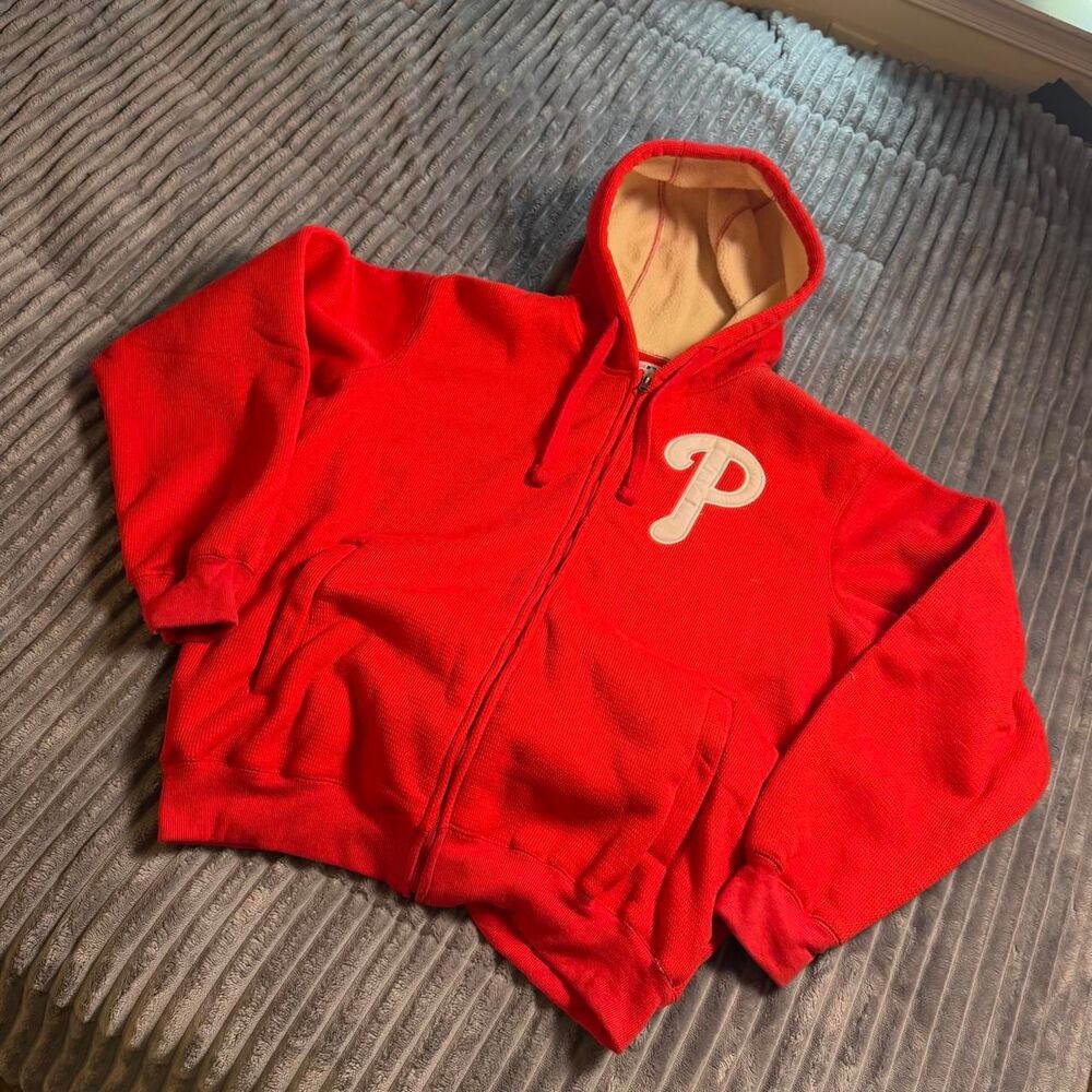 Vintage Philadelphia Phillies Hoodie Mens Large Sherpa Fleece GIII Full Zip Jack